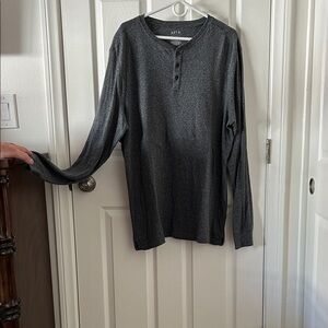 Apt. 9 Mens Gray Long Sleeve Henley Shirt Size 2XLT